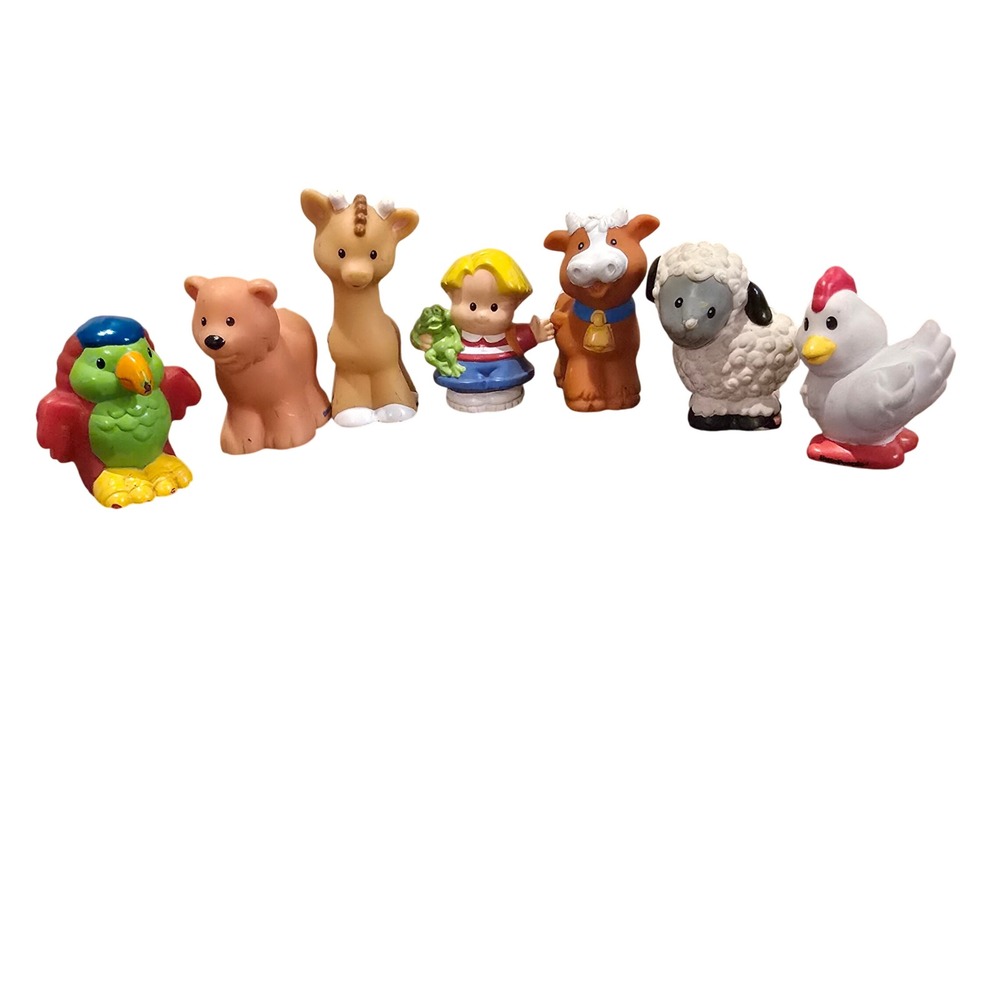 Vintage 1990s Fisher Price Little People Lot 7 Animals Eddie Frog Farm Zoo
